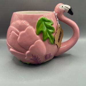 Lang Pink FLAMINGO Handpainted Figural Mug NWT